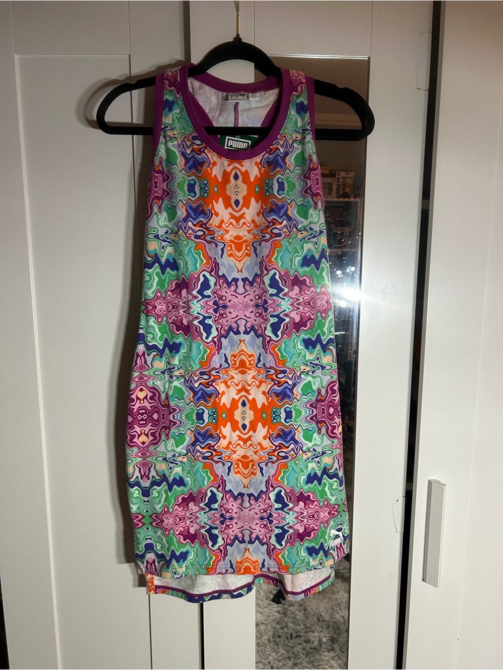 Puma Multicolor Abstract Tank Dress — Purple, Orange & Teal